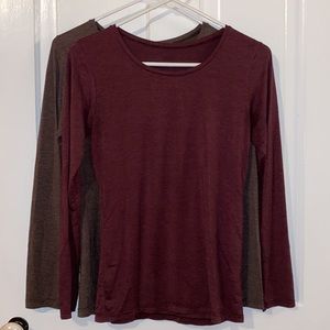 2 Uniqlo Heattech Crew Neck Long-Sleeve Shirts